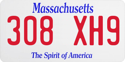 MA license plate 308XH9