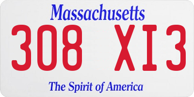 MA license plate 308XI3