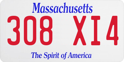 MA license plate 308XI4