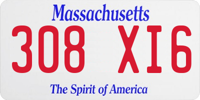 MA license plate 308XI6