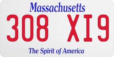 MA license plate 308XI9