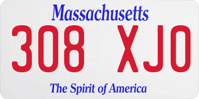 MA license plate 308XJ0