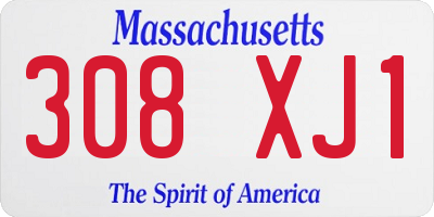 MA license plate 308XJ1