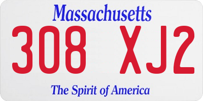 MA license plate 308XJ2