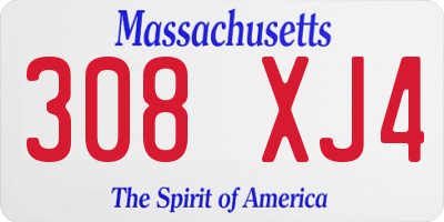 MA license plate 308XJ4