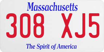 MA license plate 308XJ5