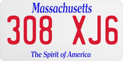 MA license plate 308XJ6