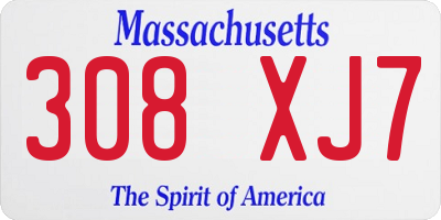 MA license plate 308XJ7