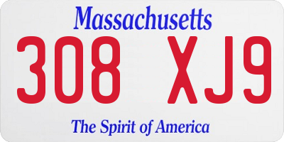 MA license plate 308XJ9