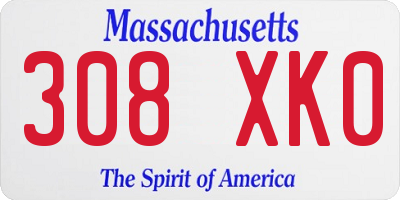 MA license plate 308XK0