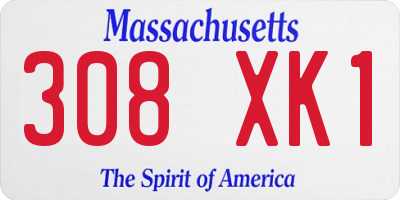 MA license plate 308XK1