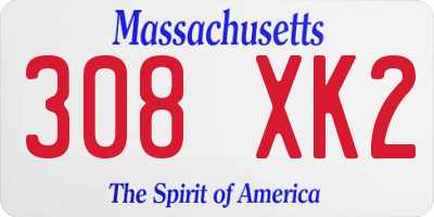 MA license plate 308XK2