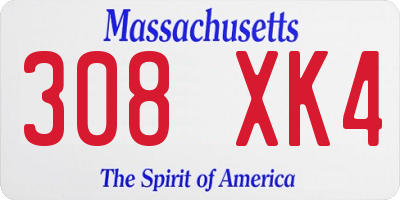 MA license plate 308XK4