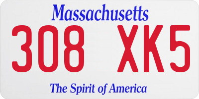 MA license plate 308XK5