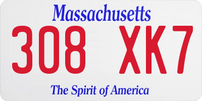 MA license plate 308XK7