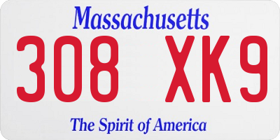 MA license plate 308XK9