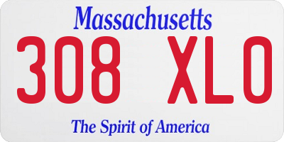MA license plate 308XL0