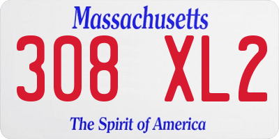 MA license plate 308XL2