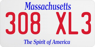 MA license plate 308XL3