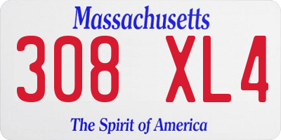 MA license plate 308XL4