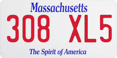 MA license plate 308XL5