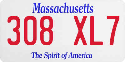MA license plate 308XL7