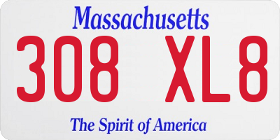 MA license plate 308XL8