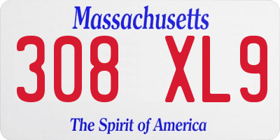 MA license plate 308XL9