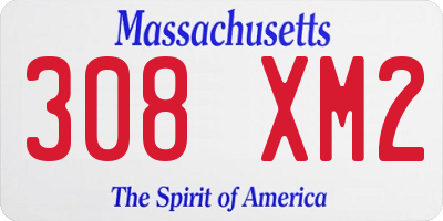 MA license plate 308XM2