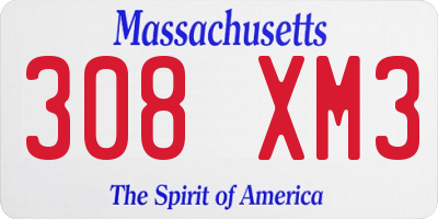 MA license plate 308XM3