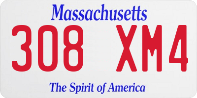 MA license plate 308XM4
