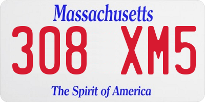 MA license plate 308XM5