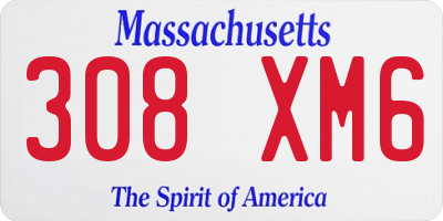 MA license plate 308XM6