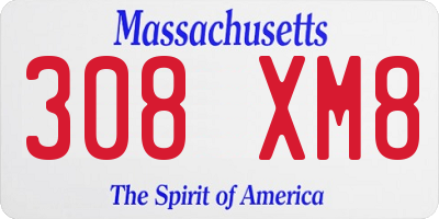 MA license plate 308XM8