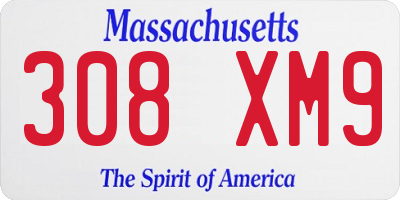 MA license plate 308XM9