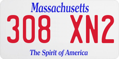 MA license plate 308XN2