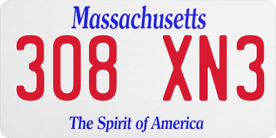MA license plate 308XN3