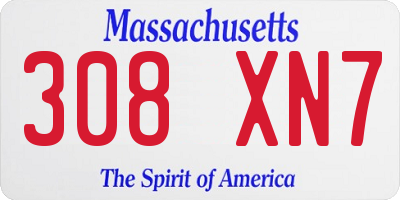 MA license plate 308XN7
