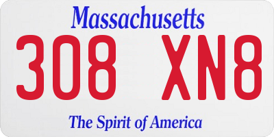 MA license plate 308XN8