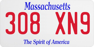 MA license plate 308XN9