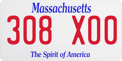 MA license plate 308XO0