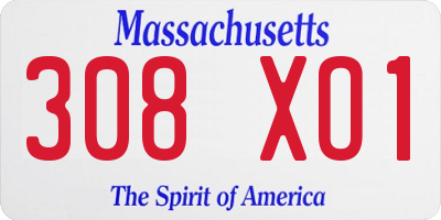 MA license plate 308XO1