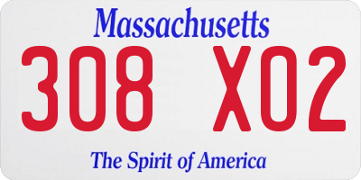 MA license plate 308XO2