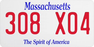 MA license plate 308XO4