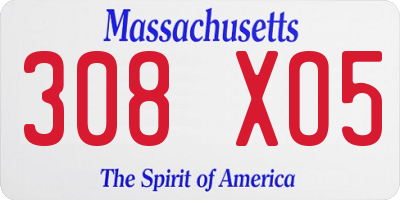 MA license plate 308XO5