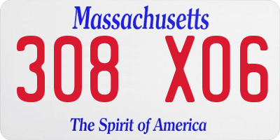 MA license plate 308XO6