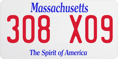 MA license plate 308XO9
