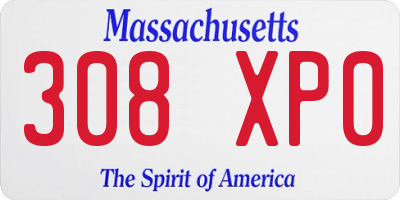 MA license plate 308XP0