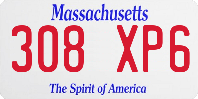 MA license plate 308XP6