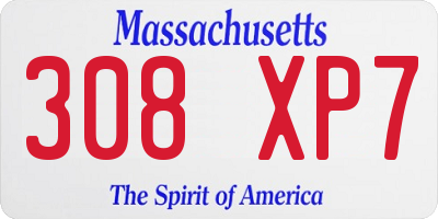 MA license plate 308XP7